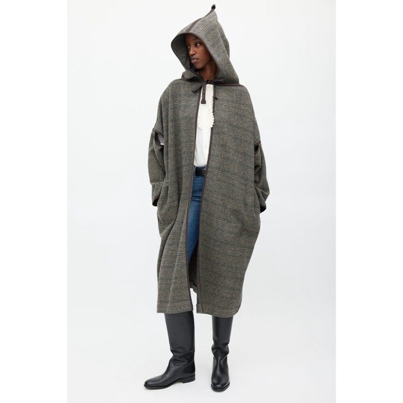 BEULAH Style Women Cotton-Blend Open Front Hooded Coat Brown One Size - Picture 14 of 14